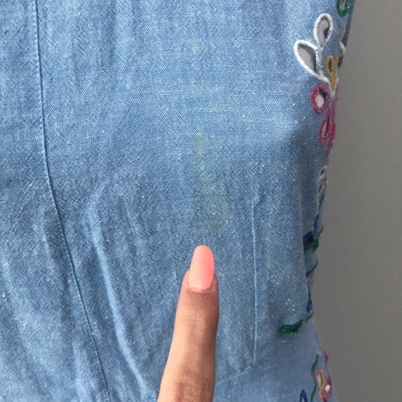 Chloé Chambray Embroidered Maxi Dress Downy Blue Eyelet Size 34 - Picture 6 of 16